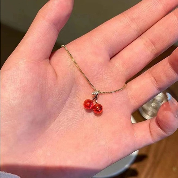 Unavailable ⚠️Clearance Cherry Charm Yellow Gold Necklace - Picture 4 of 4